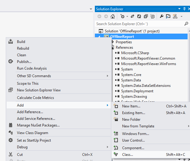Visual Studio 2010, Add a Class to a solution